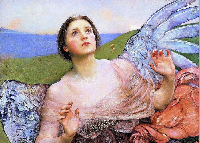 The Sense Of Sight Greeting Card featuring the painting The Sense of Sight - Digital Remastered Edition by Annie Swynnerton