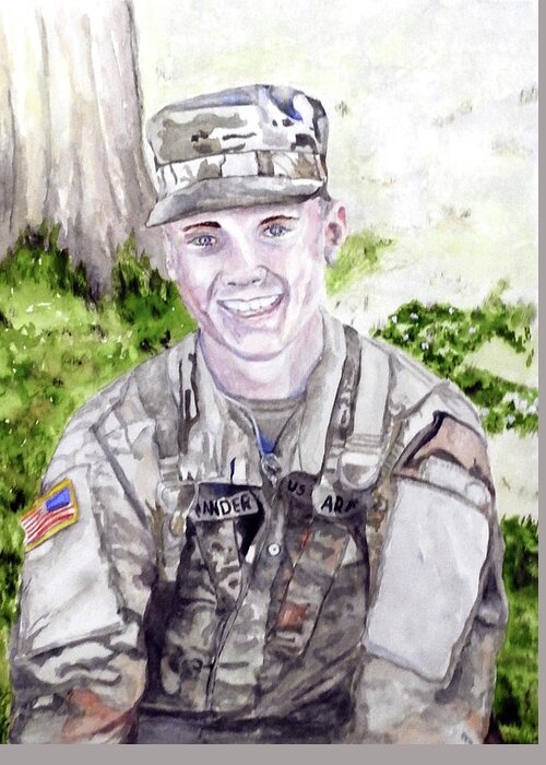 Soldier Greeting Card featuring the painting The Shade of Success by Barbara F Johnson