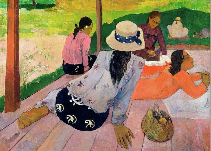 Figurative Greeting Card featuring the painting The Siesta by Paul Gaugin
