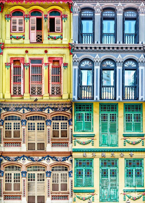 Singapore Greeting Card featuring the photograph The Singapore Shophouse 2 by John Seaton Callahan