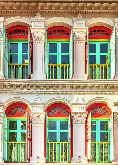 Singapore Greeting Card featuring the photograph The Singapore Shophouse 45 by John Seaton Callahan