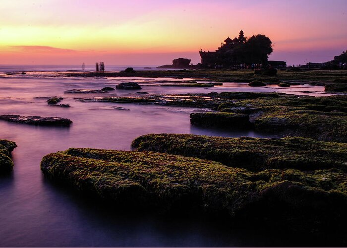 Tanah Lot Greeting Card featuring the photograph The Temple By The Sea - Tanah Lot Sunset, Bali by Earth And Spirit