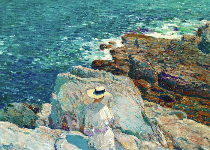 Childe Hassam Greeting Card featuring the painting The South Ledges, Appledore, c. 1913 by Childe Hassam