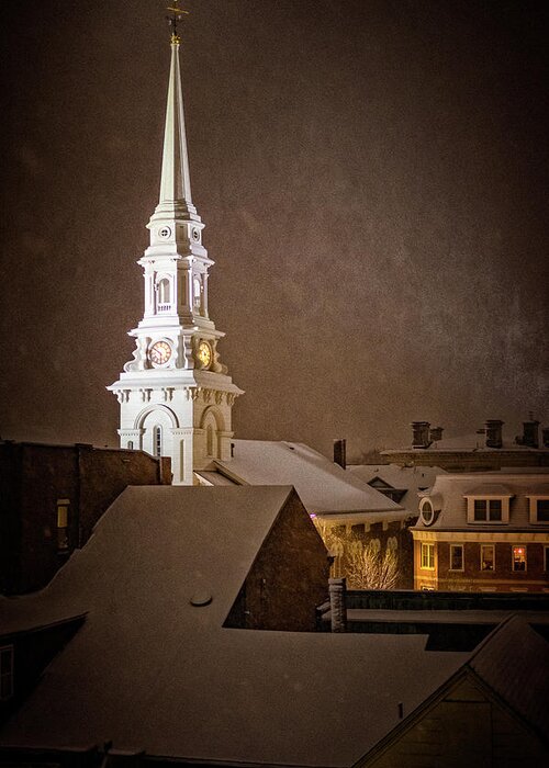 New Hampshire Greeting Card featuring the photograph The Steeple by Jeff Sinon
