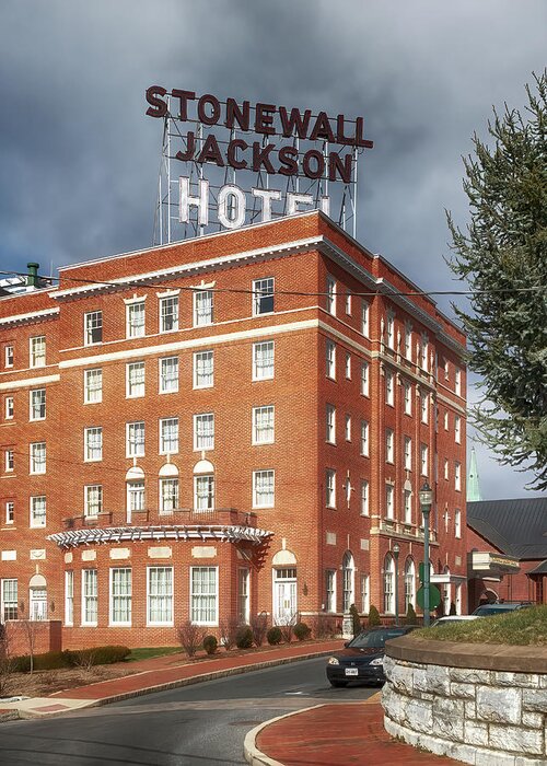 Staunton Greeting Card featuring the photograph The Stonewall Jackson Hotel in Staunton Virginia by Susan Rissi Tregoning