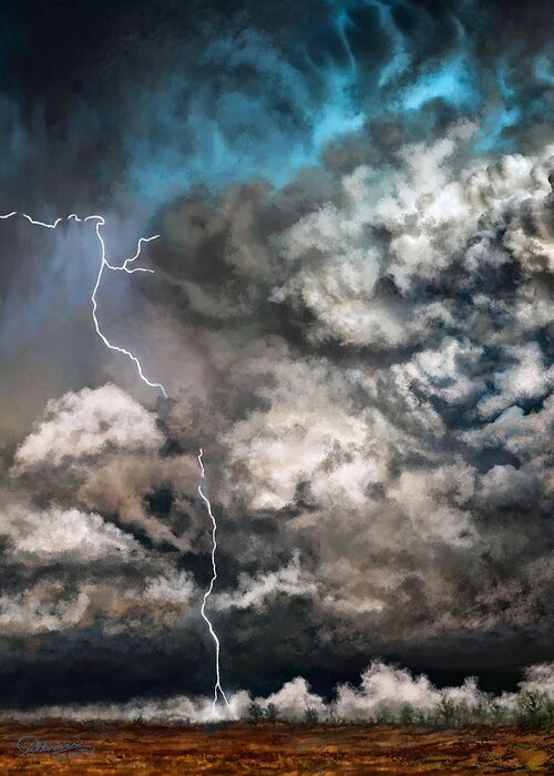 Storm Greeting Card featuring the digital art The Storm by Marilyn Cullingford