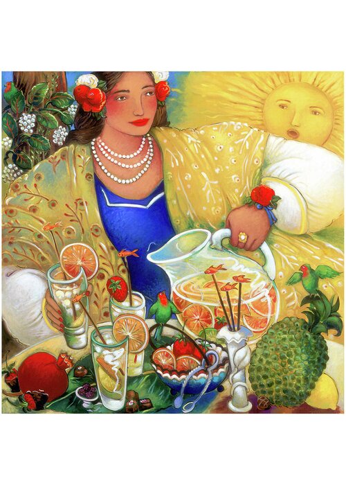 Drinks Greeting Card featuring the painting The Sun Sang by Linda Carter Holman