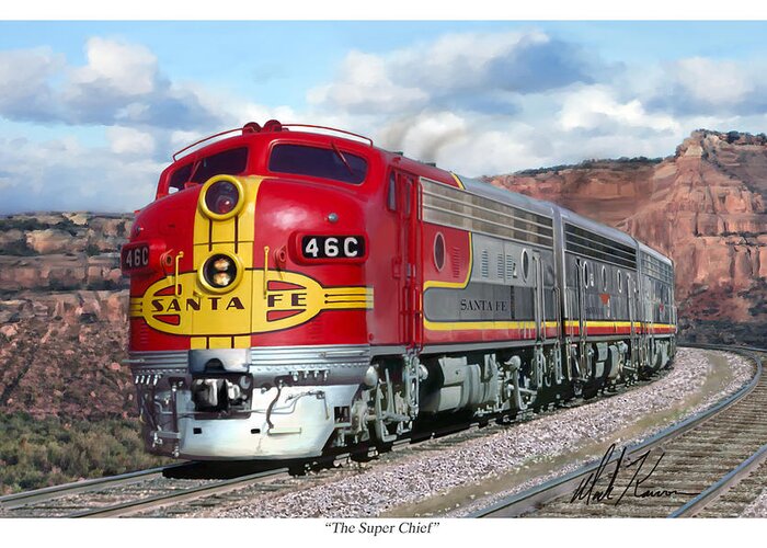 Train Greeting Card featuring the painting The Super Chief by Mark Karvon