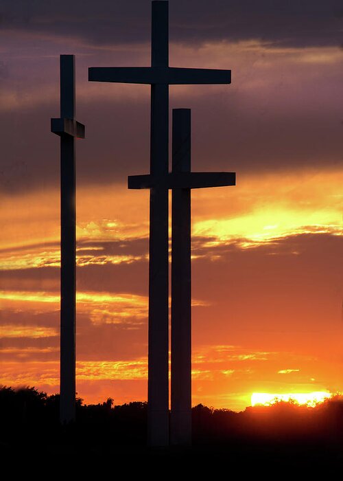 Crosses Greeting Card featuring the photograph The Three Crosses - Cross Church by William Rainey