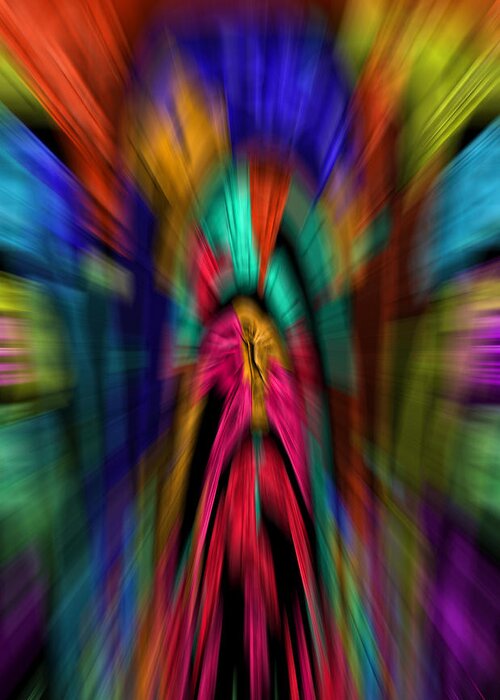 Abstract Greeting Card featuring the digital art The Time Tunnel in Living Color - Abstract by Ronald Mills