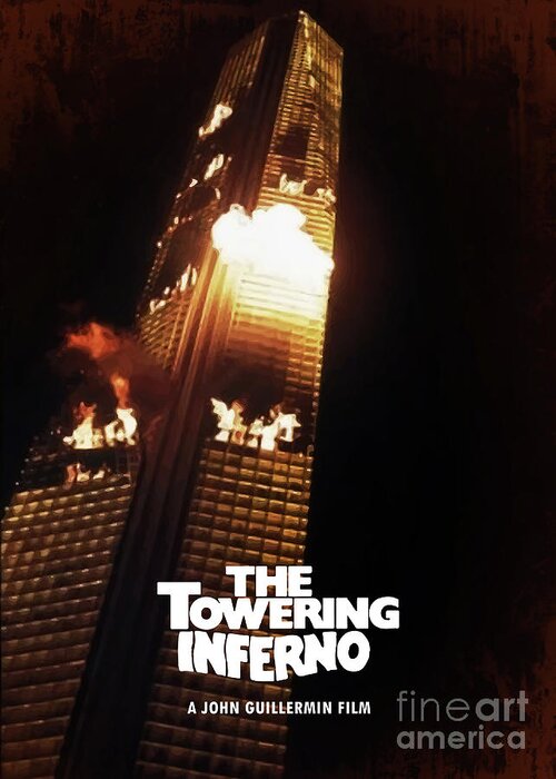 Movie Poster Greeting Card featuring the digital art The Towering Inferno by Bo Kev