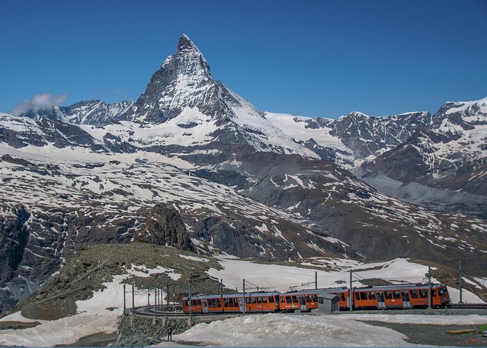 Matterhorn Greeting Card featuring the photograph The Train to the Matterhorn by Matthew DeGrushe