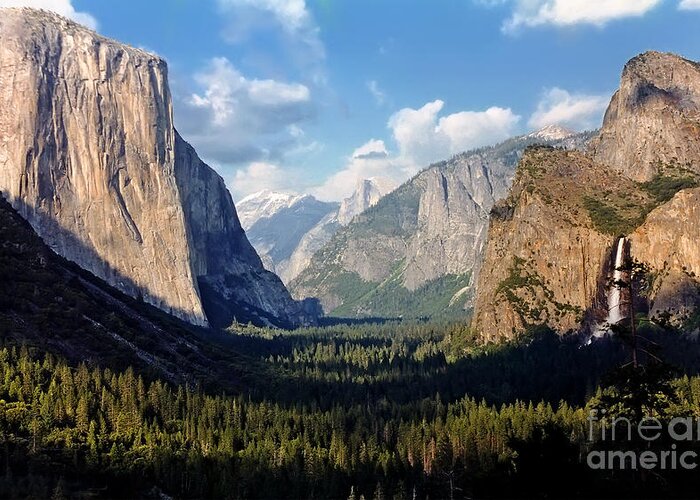 America Greeting Card featuring the photograph The Valley Sight by the Tunnel View Overlook - Yosemite National Park - California - U.S.A by Paolo Signorini