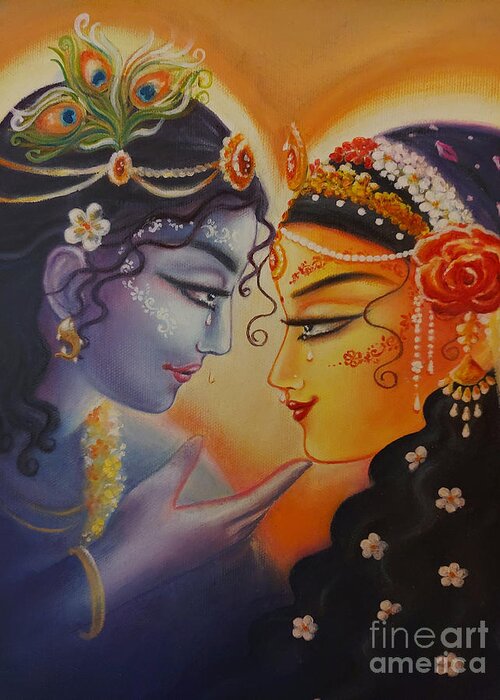 Radha Krisna Greeting Card featuring the painting The Waves Of Deepest Love by Alexandra Bilbija
