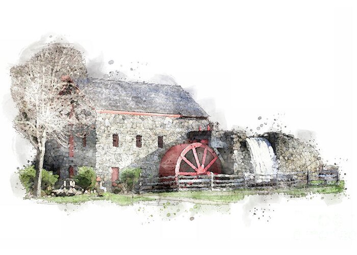 Wayside Inn Grist Mill Greeting Card featuring the digital art The Wayside Inn Grist Mill by Jayne Carney