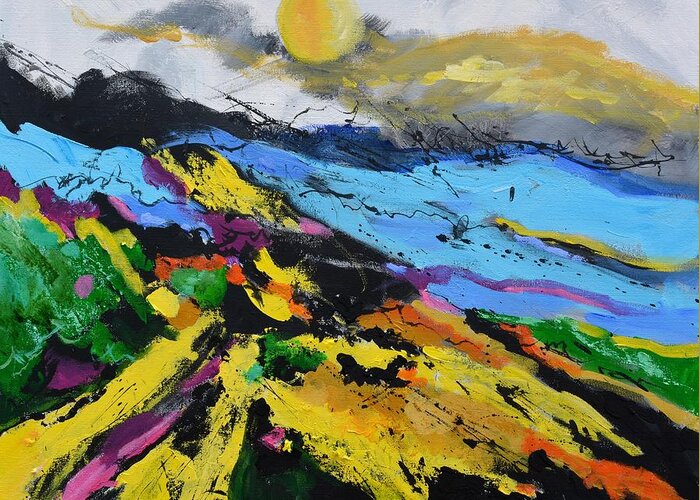 Abstract Greeting Card featuring the painting The winning race of Poebus by Pol Ledent
