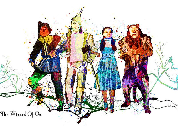 Watercolour Greeting Card featuring the mixed media The Wizard Of Oz by Miki De Goodaboom