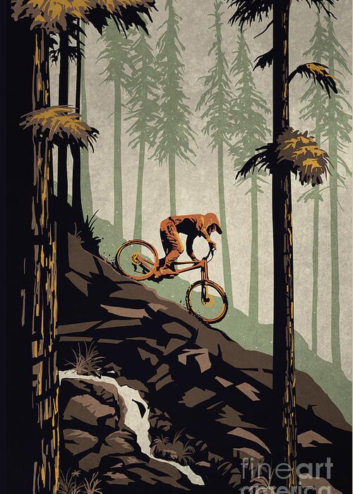 Mountain Biking Greeting Card featuring the painting Think outside no slogan by Sassan Filsoof