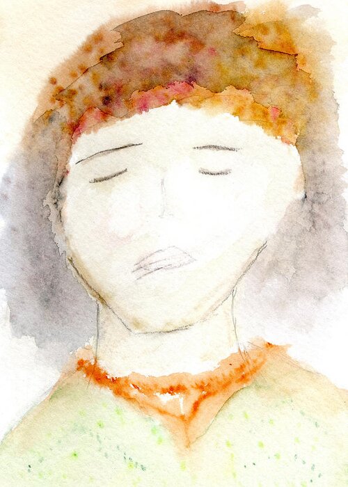 Watercolor Greeting Card featuring the painting Thinking or Resting by Bentley Davis