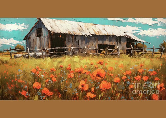 Barn Greeting Card featuring the painting This Old Barn by Tina LeCour