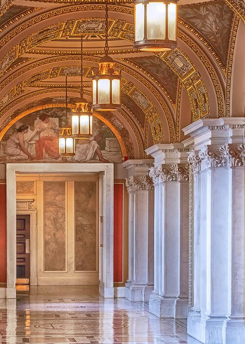 Library Of Congress Greeting Card featuring the photograph Thomas Jefferson Hallway by Susan Candelario