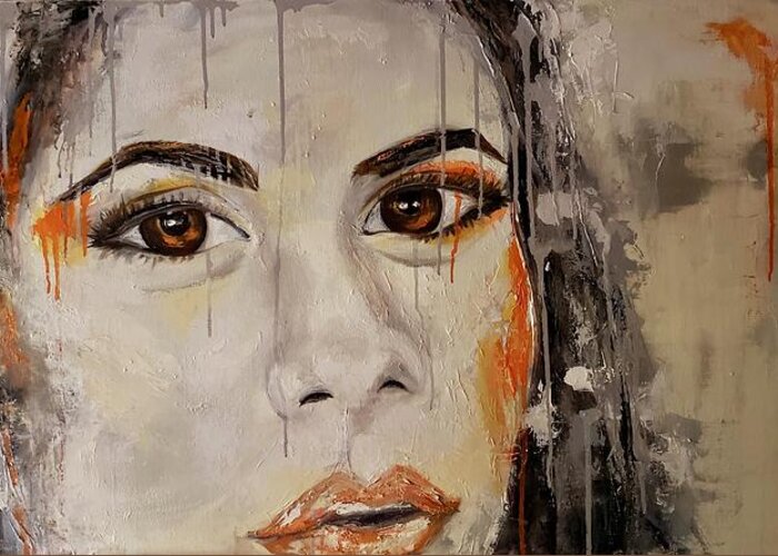 Face Greeting Card featuring the painting Those eyes by Sunel De Lange