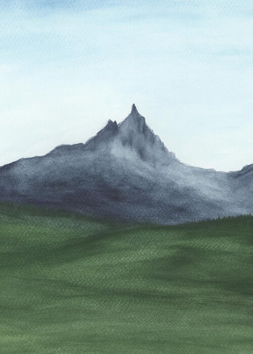 Sky Blue Greeting Card featuring the painting Three Fingered Jack by Rachel Elise
