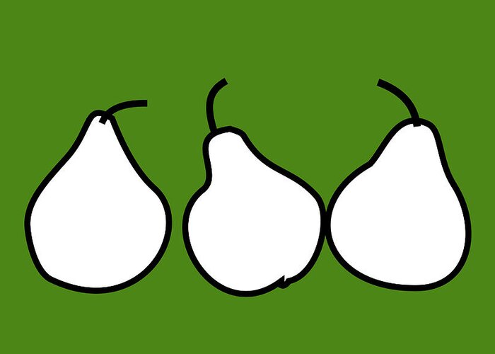 Still Life Greeting Card featuring the digital art Three pears by Fatline Graphic Art