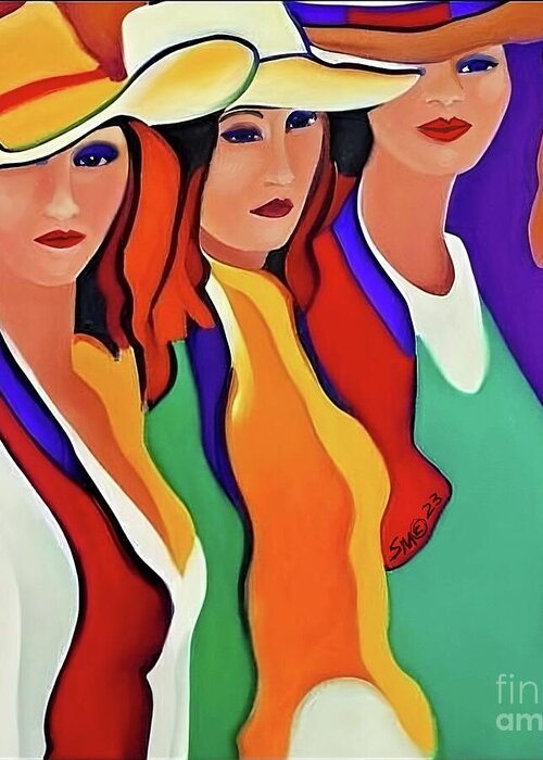 Figurative Greeting Card featuring the digital art Three Texas Ladies by Stacey Mayer