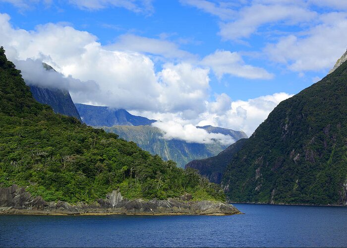 Fiords Greeting Card featuring the photograph Through the Fiords - Fiordland, New Zealand by Kenneth Lane Smith
