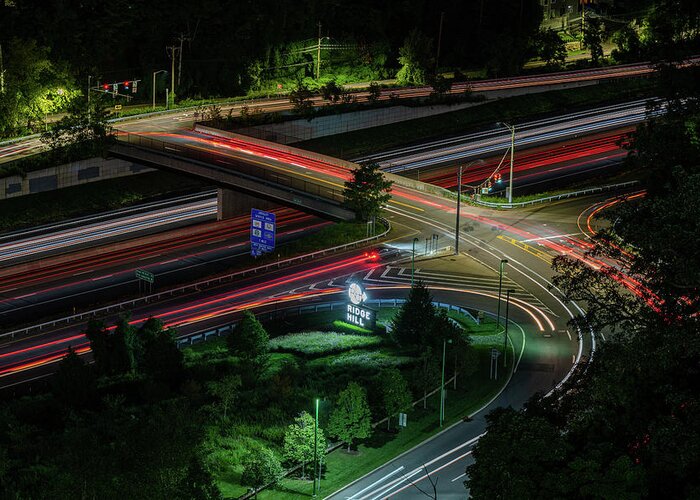 Ridge Hill Boulevard Greeting Card featuring the photograph Thruway at Night by Kevin Suttlehan