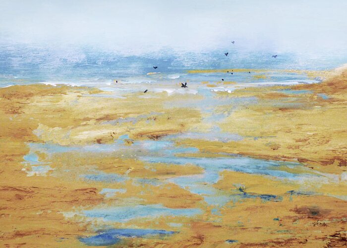 Abstract Greeting Card featuring the painting Tidal Pools by Sharon Williams Eng