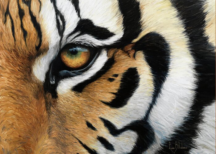 #faatoppicks Greeting Card featuring the painting Tiger Eye by Lucie Bilodeau