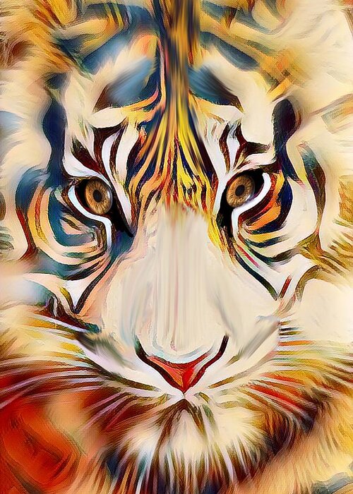 Animals Greeting Card featuring the digital art Tiger With Hazel Eyes by Gayle Price Thomas