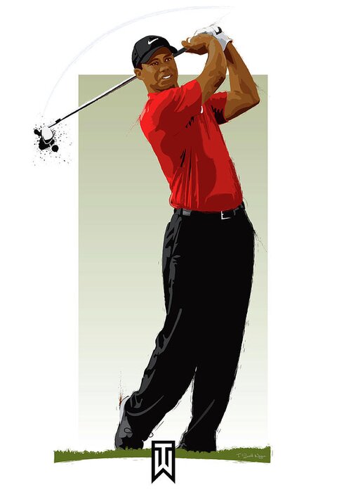Tiger Woods Greeting Card featuring the digital art Tiger Woods by Scott Weigner