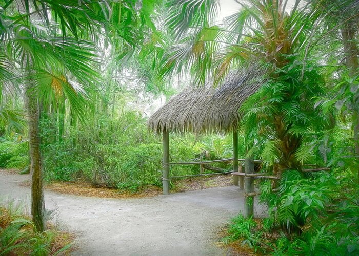 Tiki Hut Greeting Card featuring the digital art Tiki Hut by Susan Hope Finley