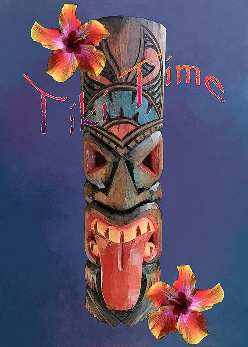 Tiki Greeting Card featuring the photograph Tiki Time - Purple by Anthony Jones