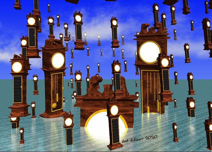 Digital Surreal Surrealism Greeting Card featuring the digital art Time and Again by Bob Shimer