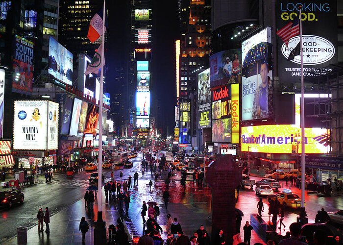 Times Square Greeting Card featuring the photograph Times Square by Mike McGlothlen