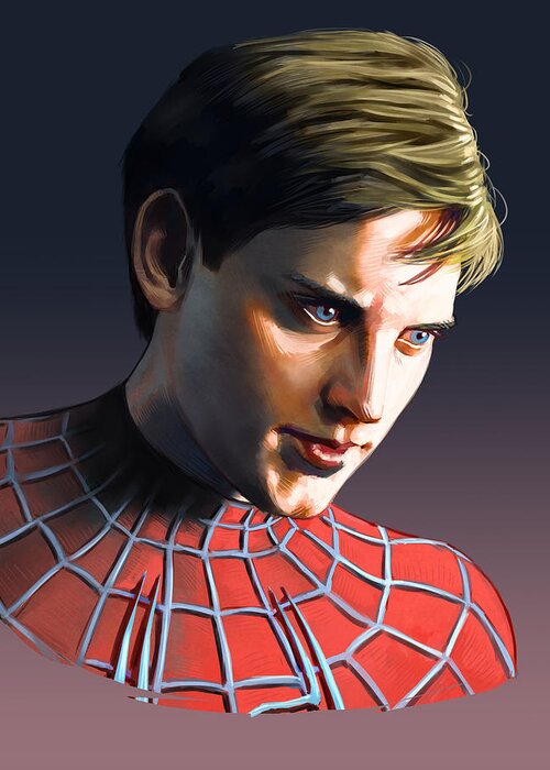 Tobey Maguire Greeting Card featuring the painting Tobey Maguire by Darko Babovic