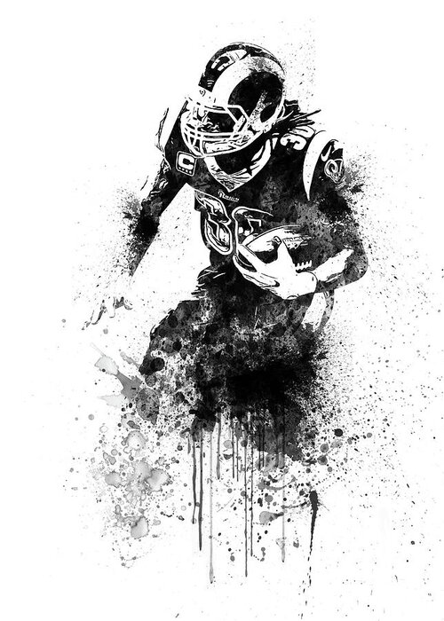 Todd Gurley Greeting Card featuring the mixed media Todd Gurley Watercolor by Naxart Studio