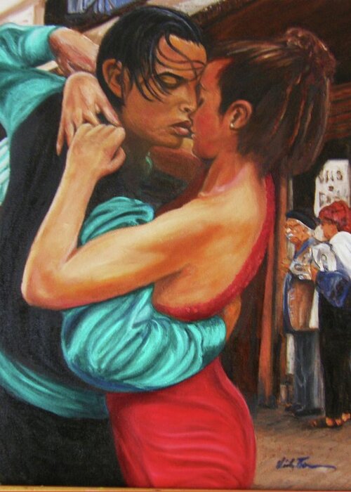 Tango Dancers Greeting Card featuring the painting Together Forever by Victor Thomason