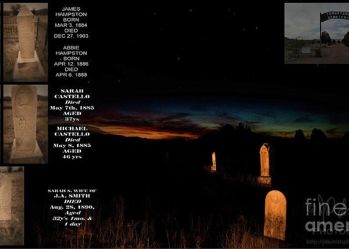  Greeting Card featuring the photograph Tombstone Cemetery Collage by JD Smith
