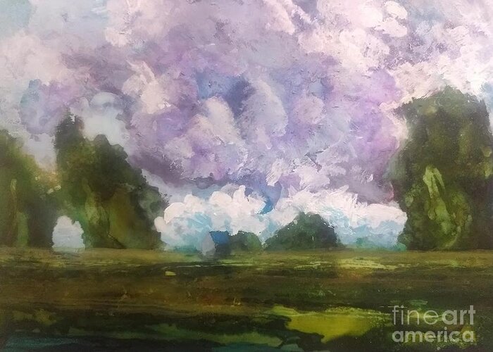 Tornado Greeting Card featuring the painting Tornado Clouds by Constance Gehring