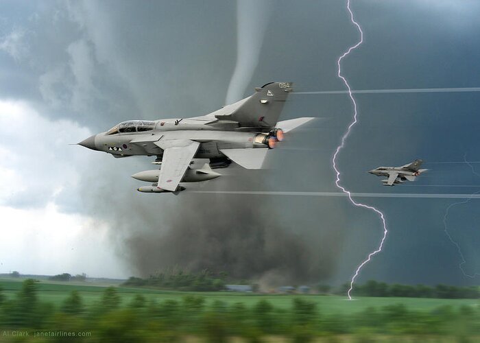 Panavia Greeting Card featuring the digital art Tornados In The Storm by Custom Aviation Art