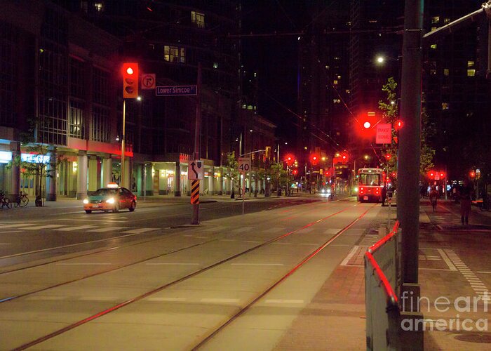 Canada Greeting Card featuring the photograph Toronto streets at night by Agnes Caruso