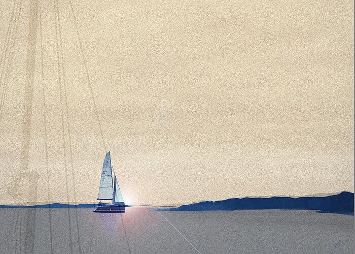 Sailing Greeting Card featuring the digital art Toward Sunset by Gina Harrison