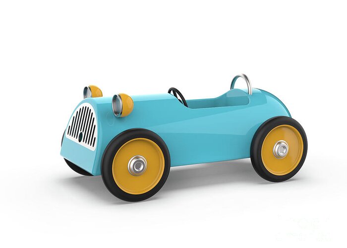 Old Greeting Card featuring the digital art Toy car isolated on a white background,3d rendering by Bruno Haver