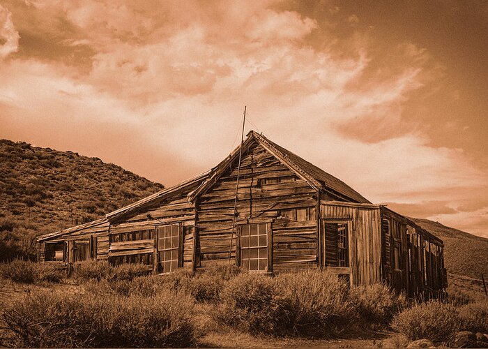 Bodie Greeting Card featuring the photograph Tracy House Sepia by Ron Long Ltd Photography