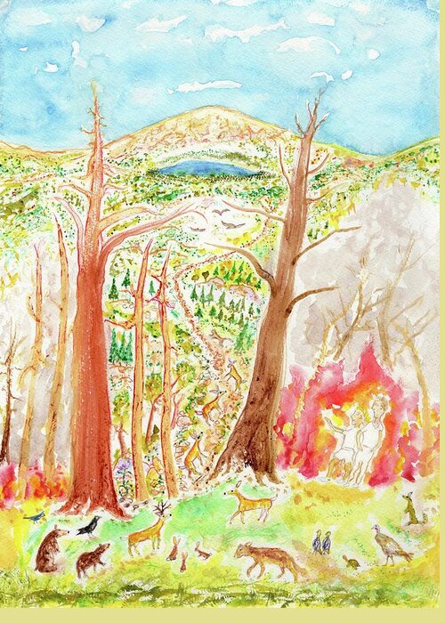 Fire Greeting Card featuring the painting Trail to Cool Waters by Jim Taylor